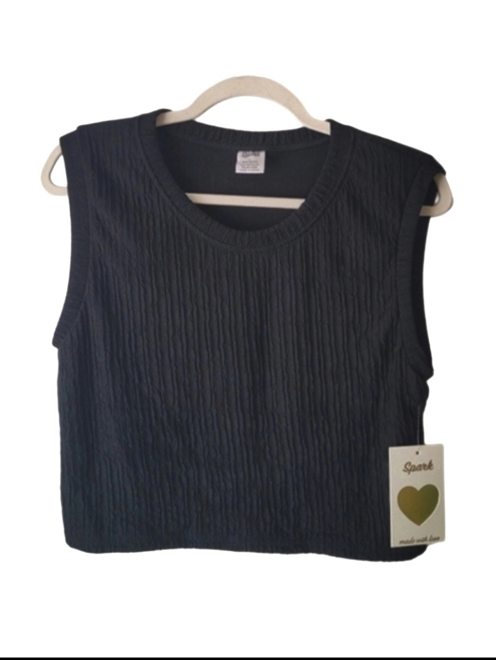 New Black Ribbed Sleeveless Top